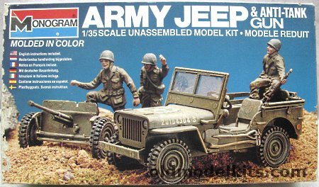 Monogram 1/35 US Army Military Jeep with M3-37mm Gun and 3 GIs, 6302 plastic model kit